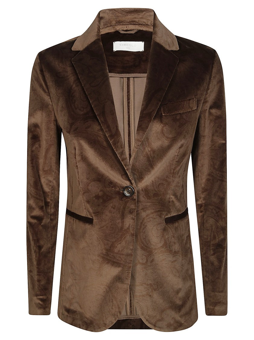 Circolo Rich Brown Paisley Velvet Jacket