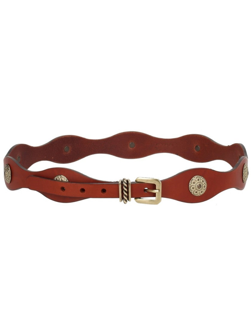 Etro Black Wavy Twisted Buckle Leather Belt