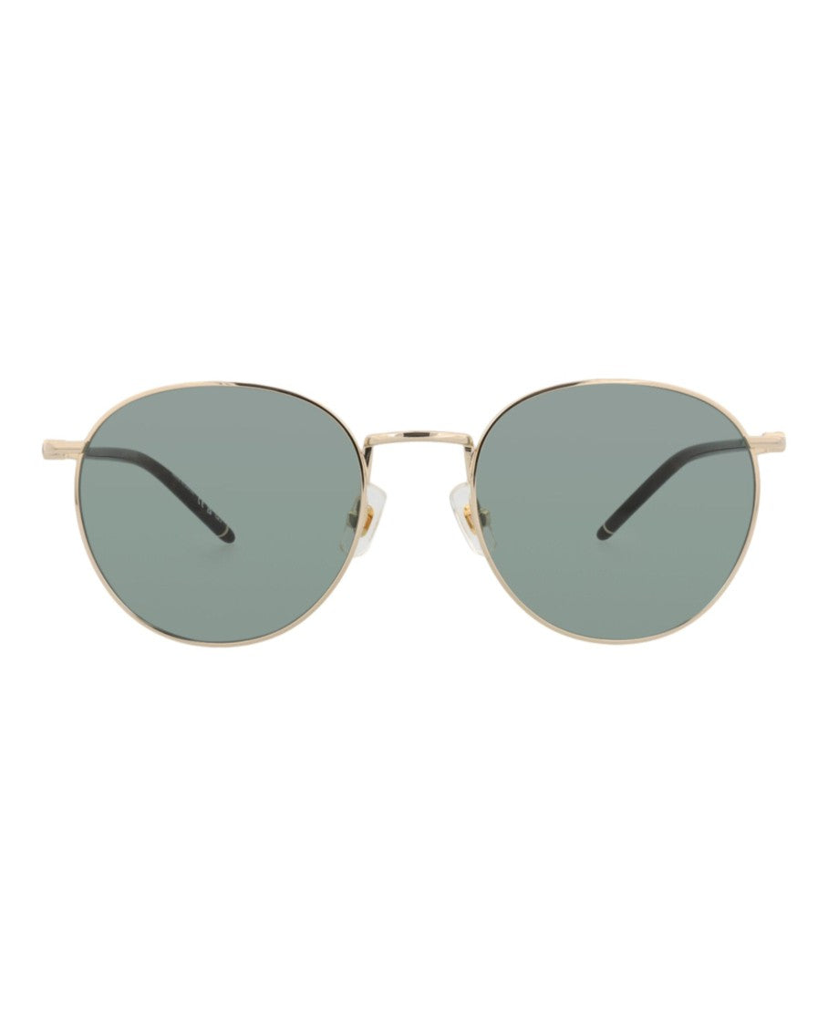 Montblanc Round Metal Sunglasses With Tortoiseshell Temples And Green Tint
