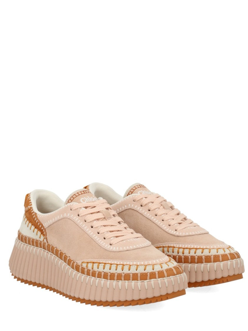 Chloé Nama Whipstitch Textured Sole Sneakers