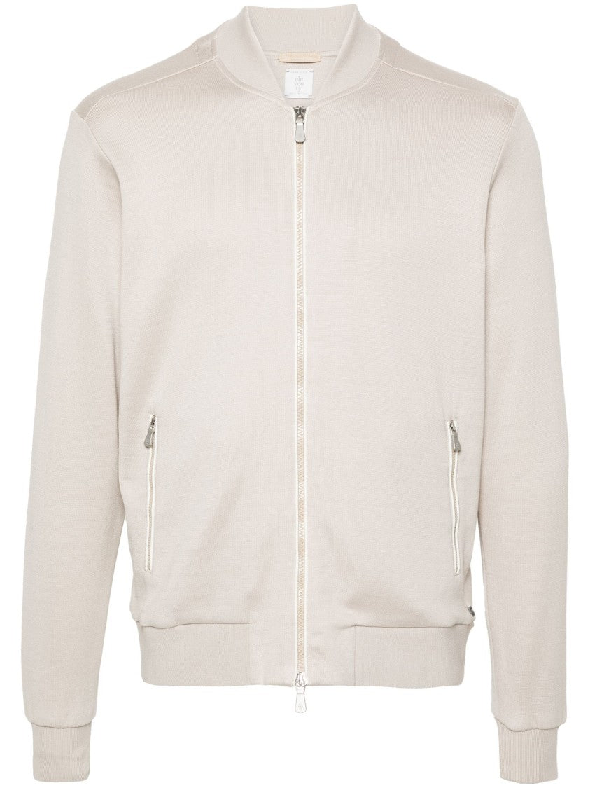 Eleventy Full Zip Bomber Jacket With Ribbed Details