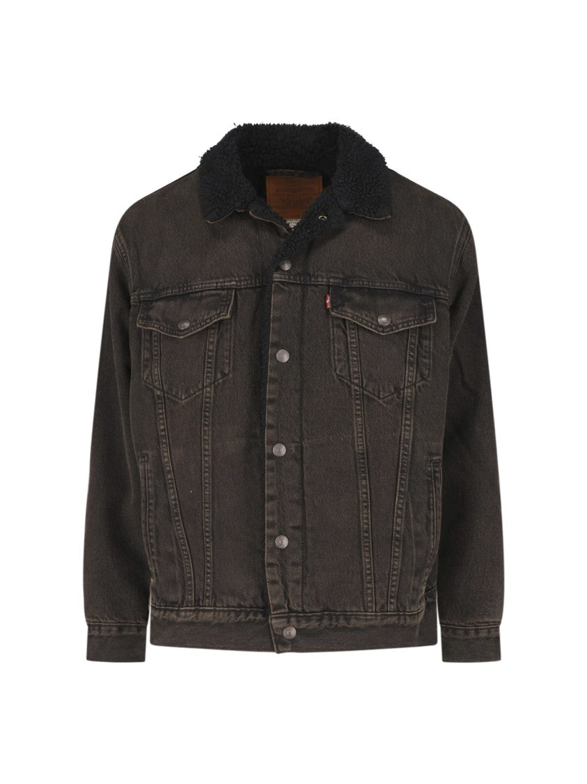 Levi's Strauss Brown Cotton Denim Faux Shearling Sherpa Jacket