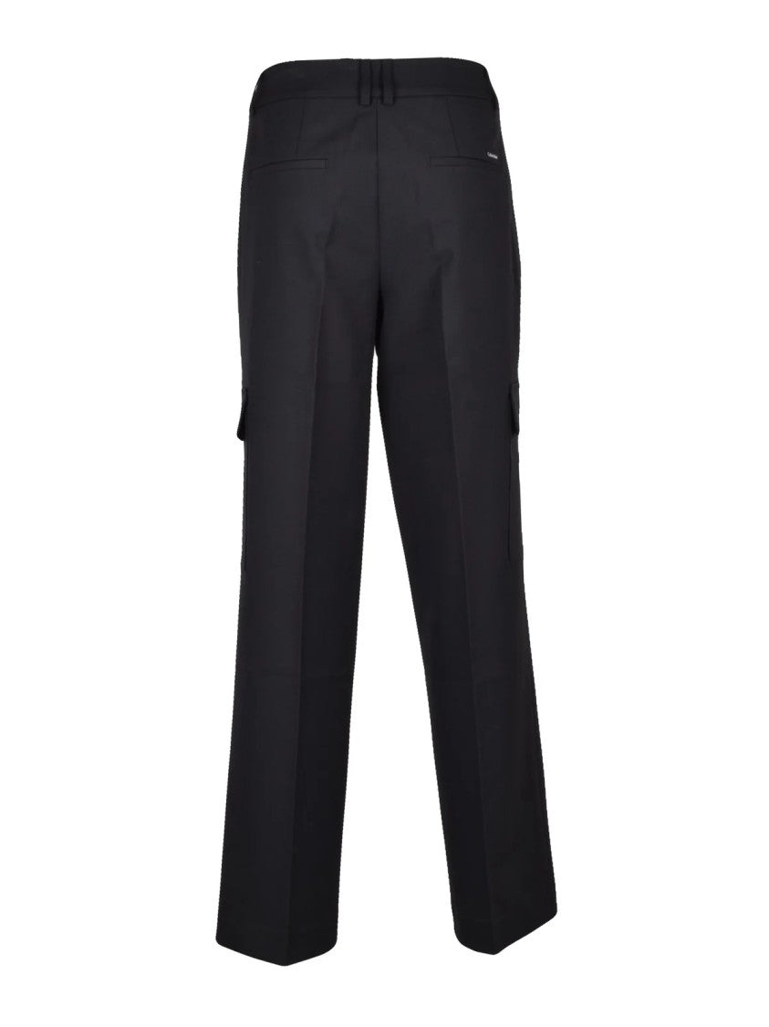 Calvin Klein Jeans Straight-Leg Black Cargo Pants With Functional Pockets