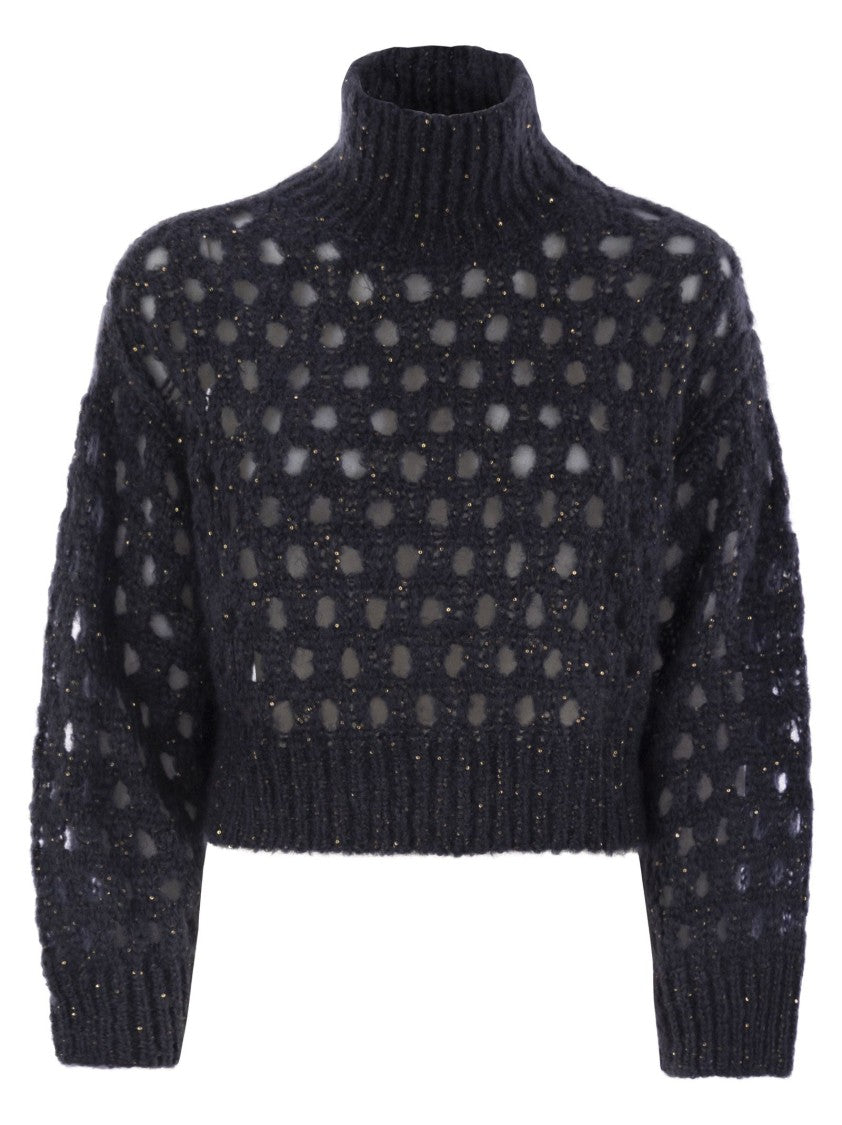 Brunello Cucinelli Dazzling Net Turtleneck Sweater