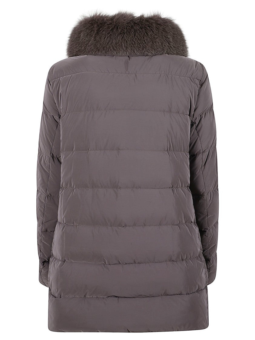 Moorer Trapeze-Line Down Jacket With Detachable Fox Fur Collar