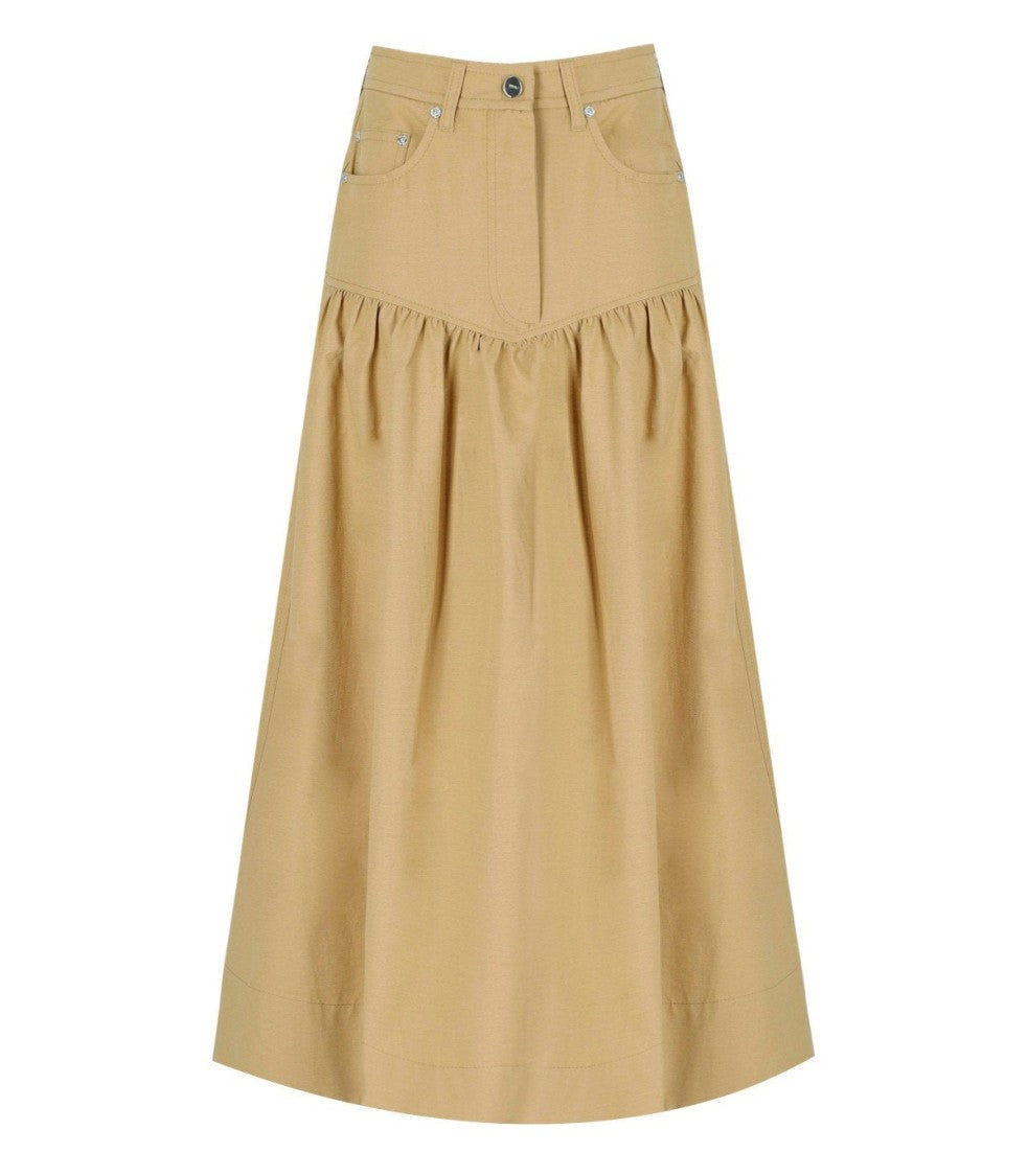 Ganni Beige Midi Skirt