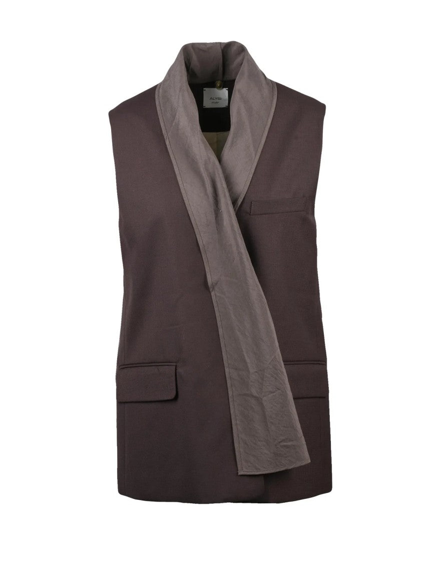 Alysi Chocolate Virgin Wool-Blend Vest