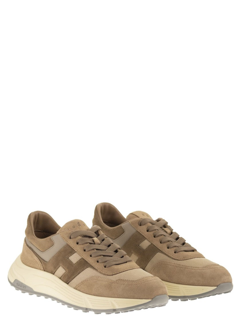 Hogan Fluid Suede And Fabric Sneakers
