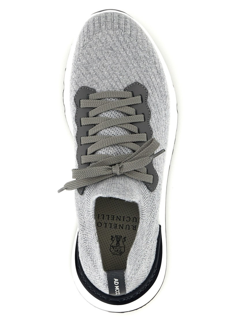 Brunello Cucinelli Breathable Low-Profile Knitted Sneakers With Secure Lace-Up Design
