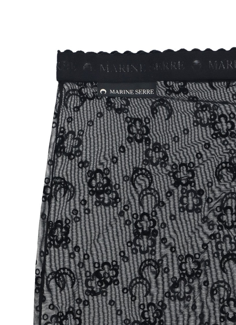 Marine Serre Black Stockings With Logo Stockings