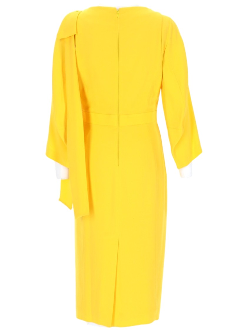 Dsquared2 Vibrant Yellow Midi Dress With Wrap V-Neckline