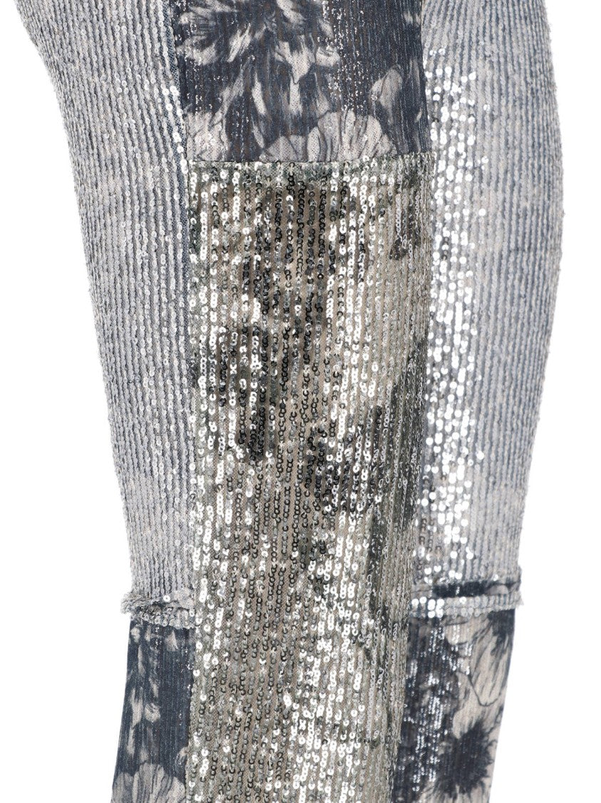Maison Margiela Monochrome Patchwork Floral Sequin Trousers