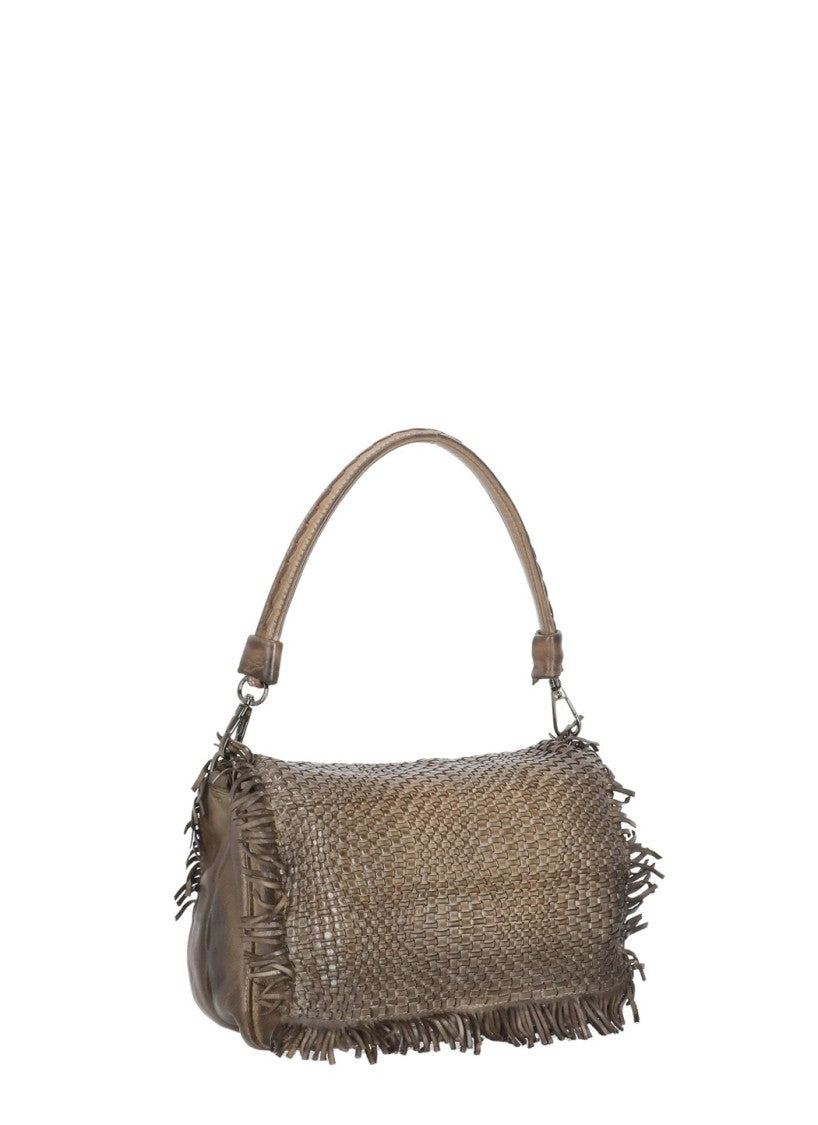 Reptile's House Structured Braided Shoulder Bag With Fringed Edges