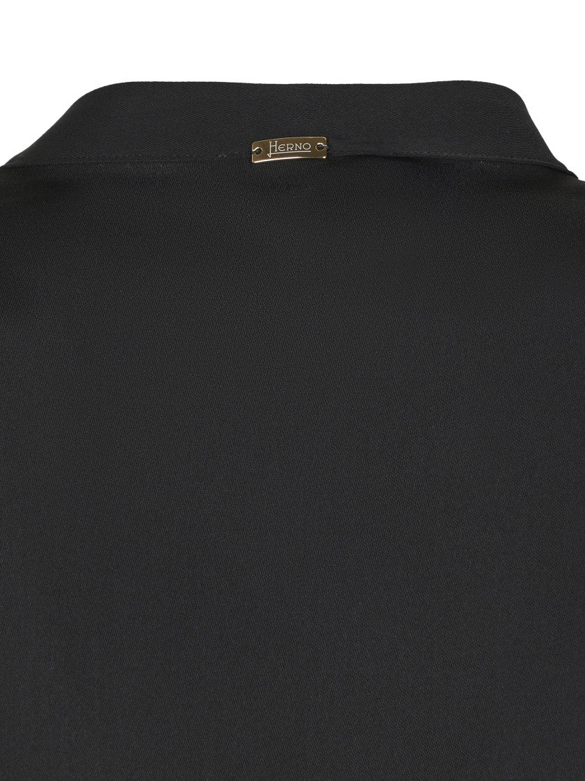 Herno Flowing Black Dress With Round Neckline