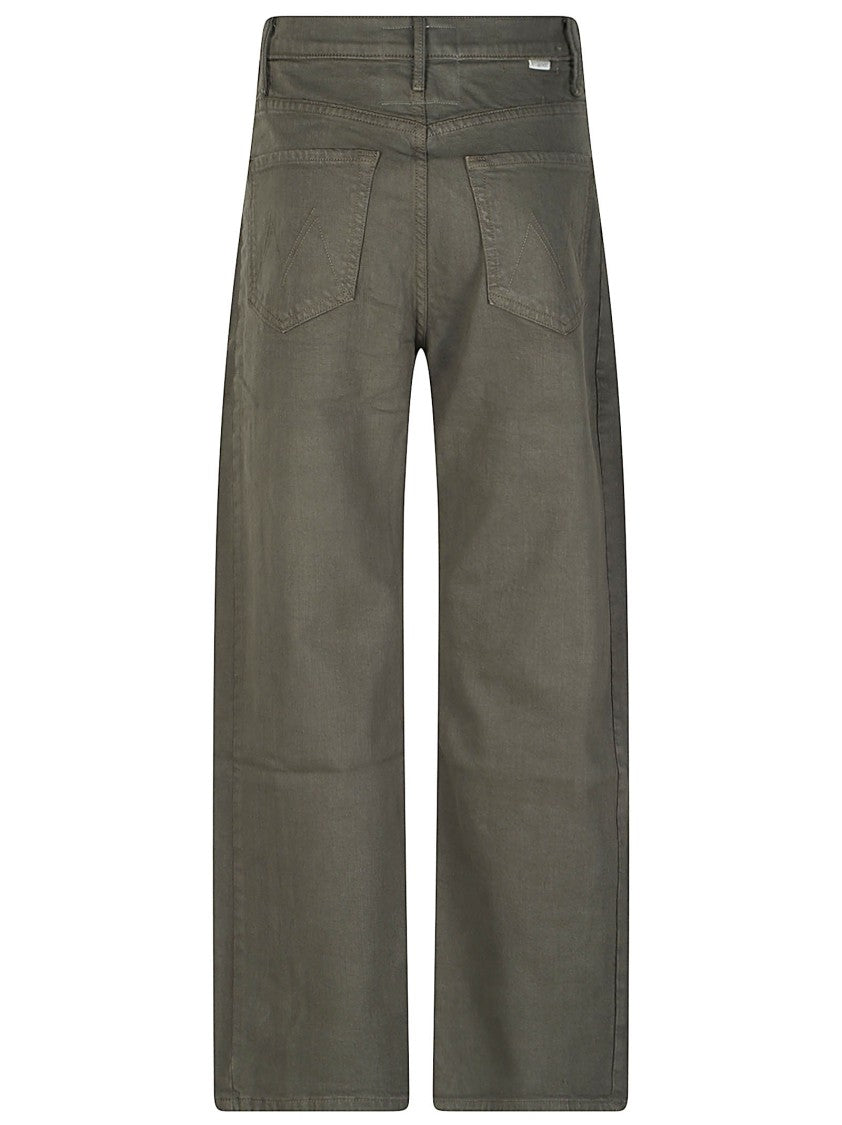 Mother The Half Pipe Flood Muted Olive Green Wide-Leg Cropped Jeans