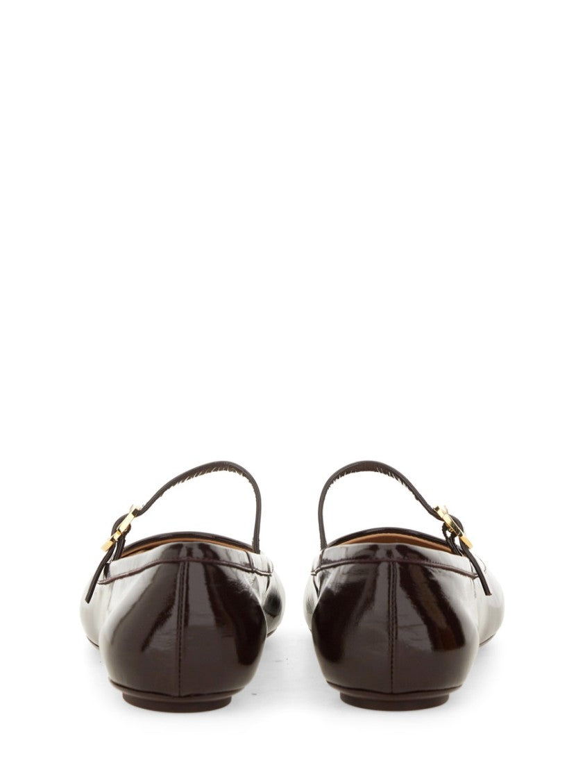 Gianvito Rossi "Carla" Dancer Brown Ballet Flats