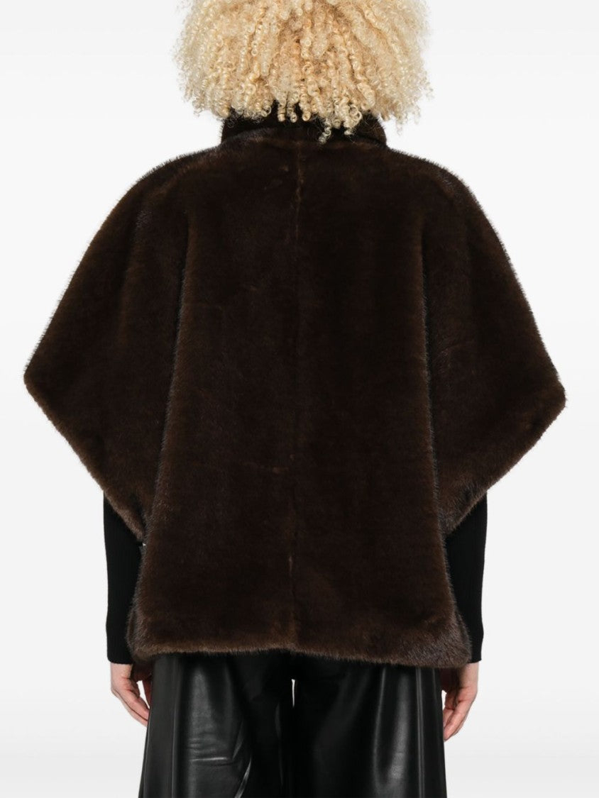 Pinko Plush Short Coat With High Collar