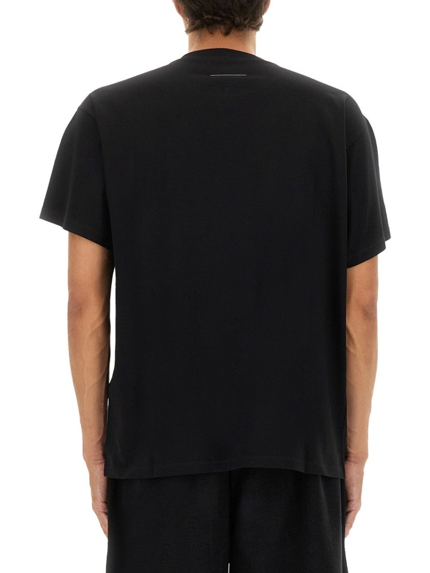 Mm6 By Maison Margiela Black Relaxed-Fit T-Shirt With Logo Patch