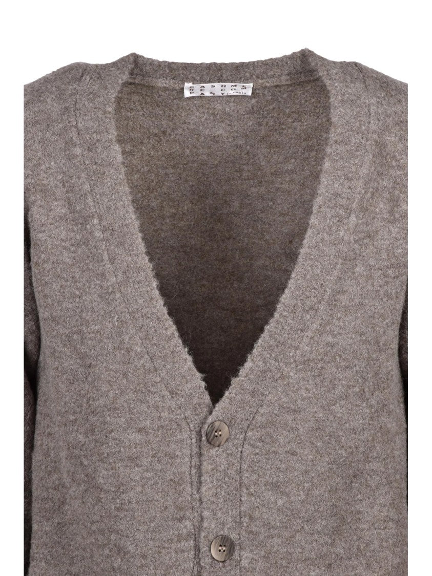 Cashmere Company P. Button-Front Cardigan With Deep V-Neck And Ribbed Detailing