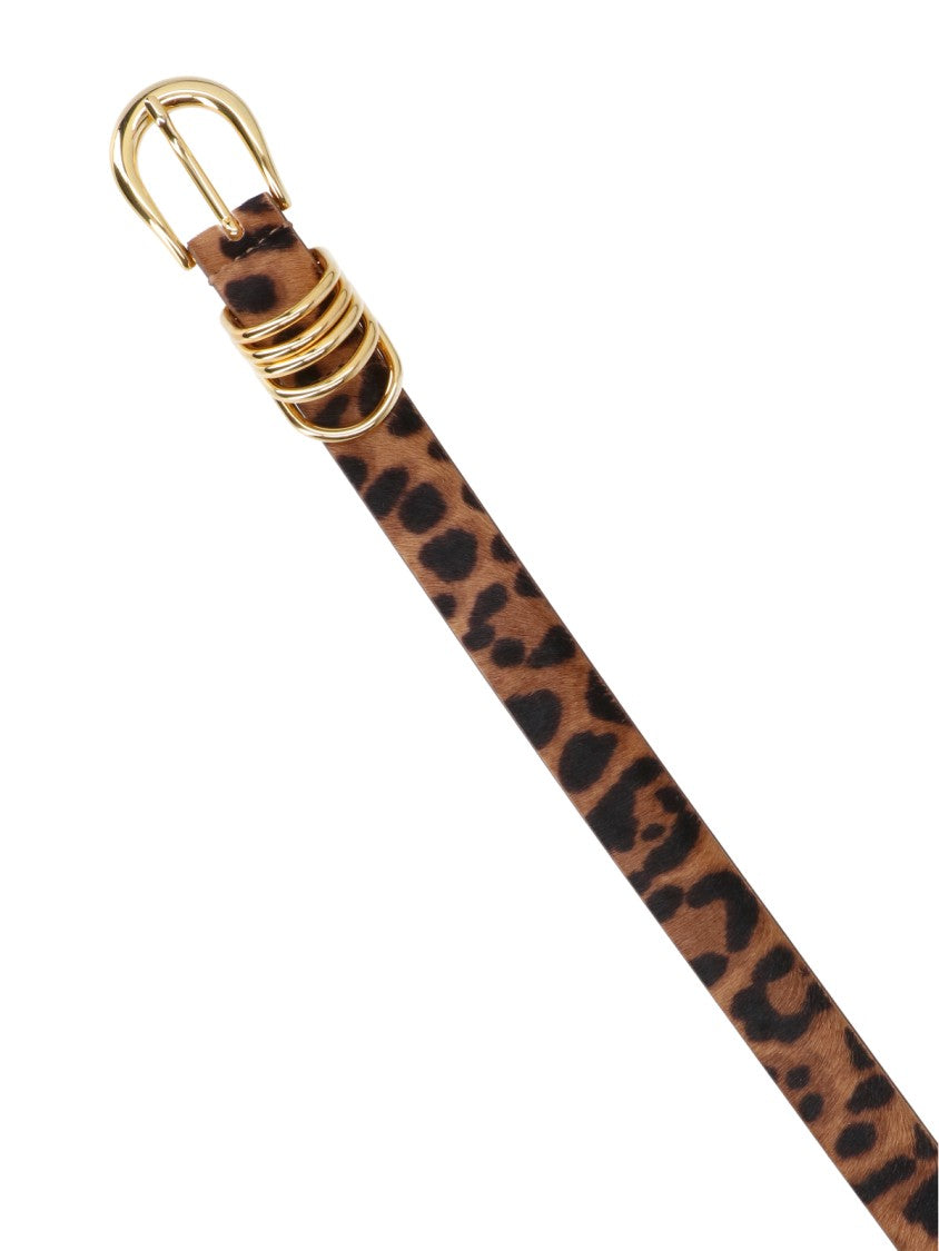Dehanche Brown Pony Hair Animal Print Belt