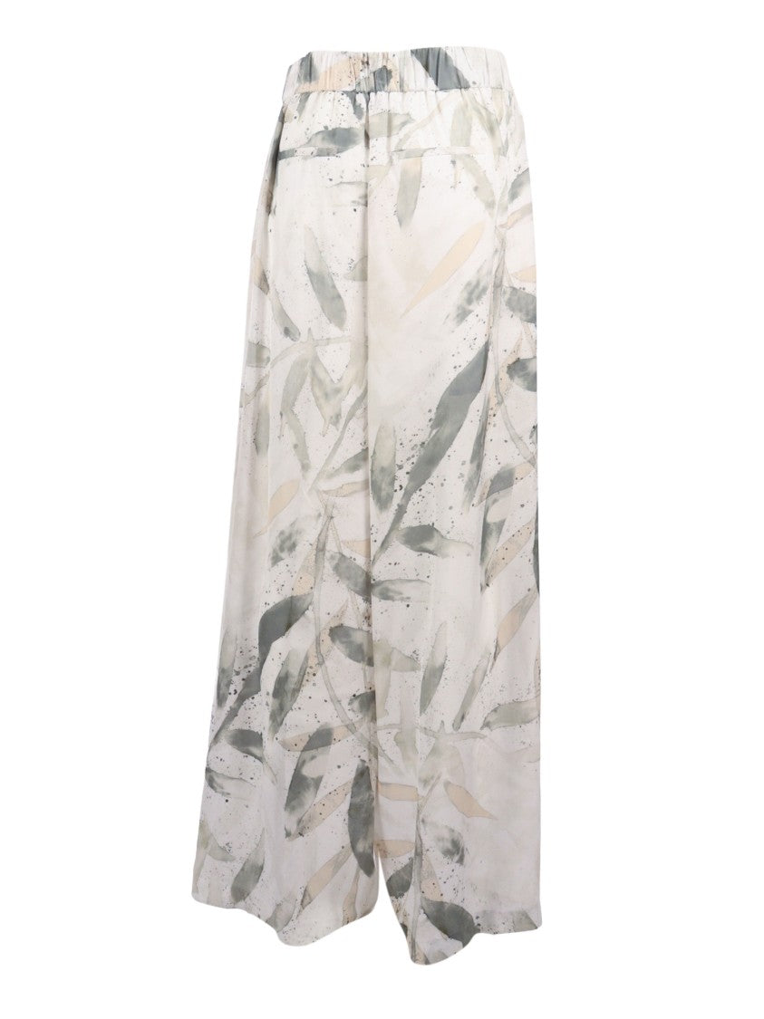 Peserico Leaf Pattern Straight-Leg Pants