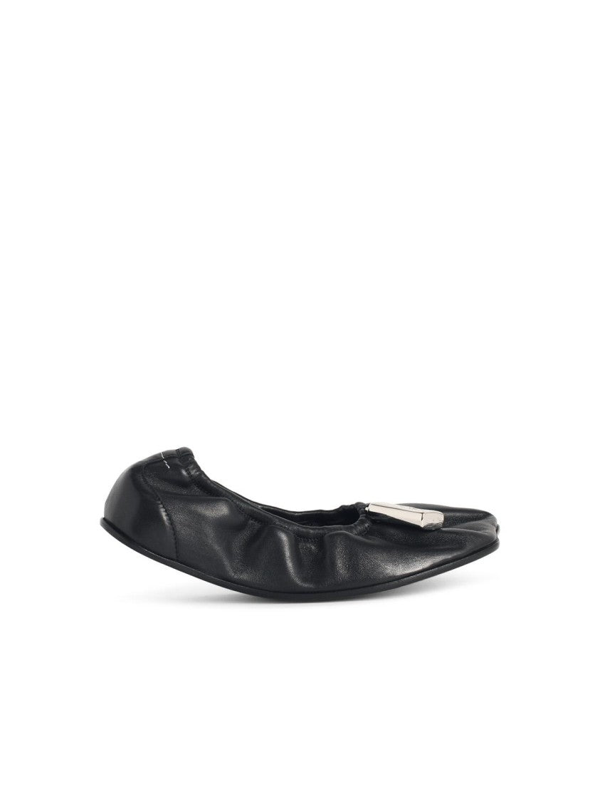 Mm6 By Maison Margiela Black Leather Ballet Flats