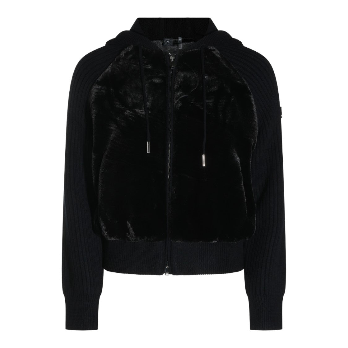Moose Knuckles Plush Velvet Ribbed Knit Hooded Jacket