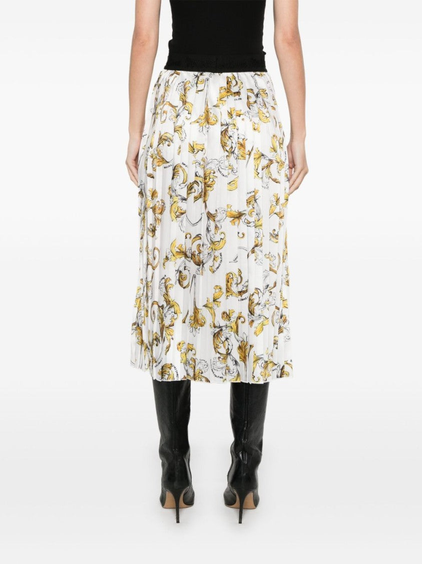 Versace Jeans Couture Fully Pleated Skirt With Logo-Embellished Waistband