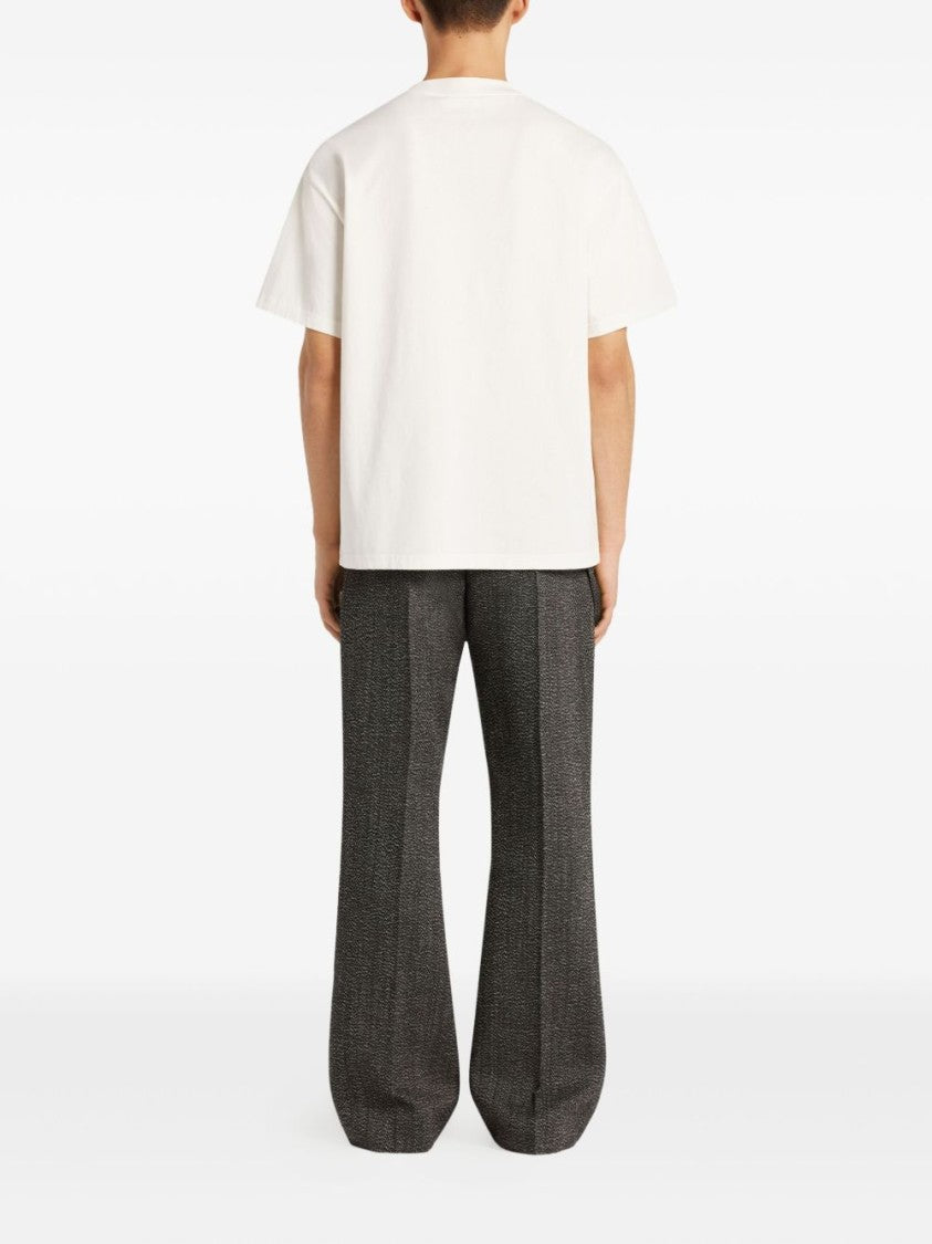 Courrèges White Minimalist Embroidered Logo Crew Neck T-Shirt