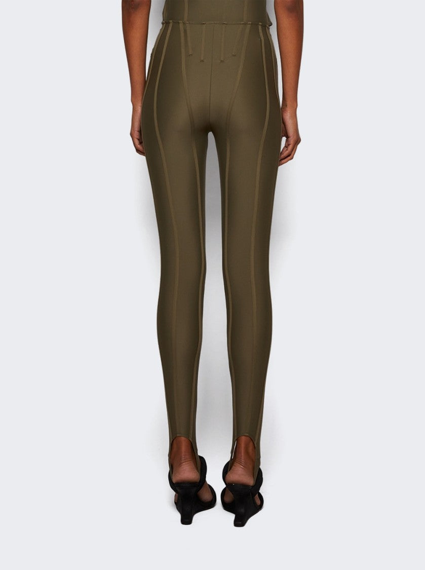 Mugler Corset Leggings Khaki