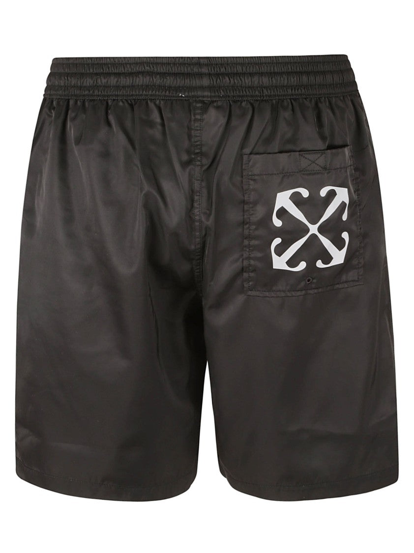 Off-White Minimalist Black Shorts With Graphic Detail