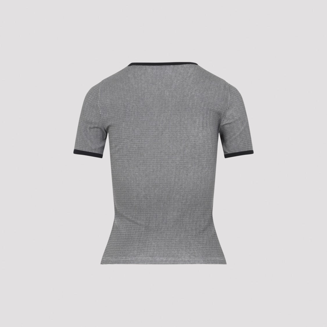 Courrèges Fitted Micro-Check T-Shirt With Ribbed Trims