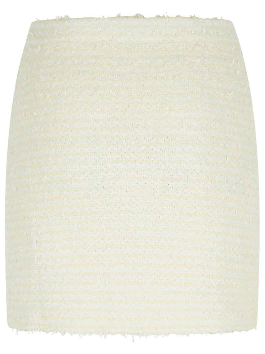 Self-Portrait 'Boucle' Cream Cotton Blend Miniskirt