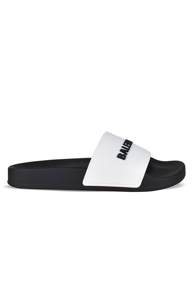 Balenciaga Monochrome Rubber Slides With Bold Logo Detail