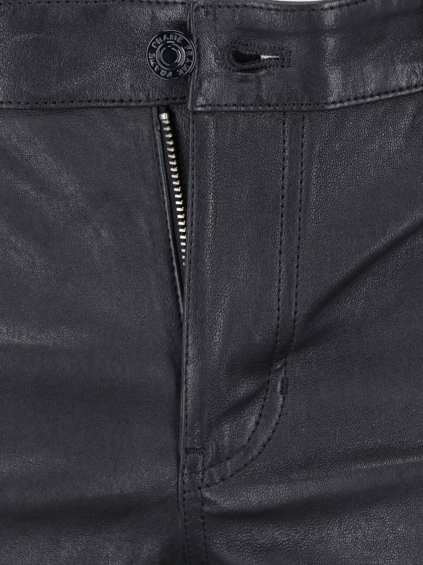 Frame Straight-Leg Leather Trousers With Zip Closure And Belt Loops