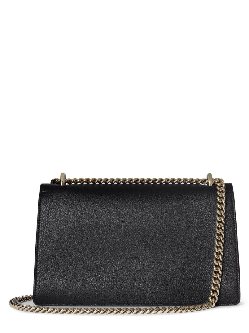Gucci Textured Calfskin Shoulder Bag With Double Tiger Head Buckle