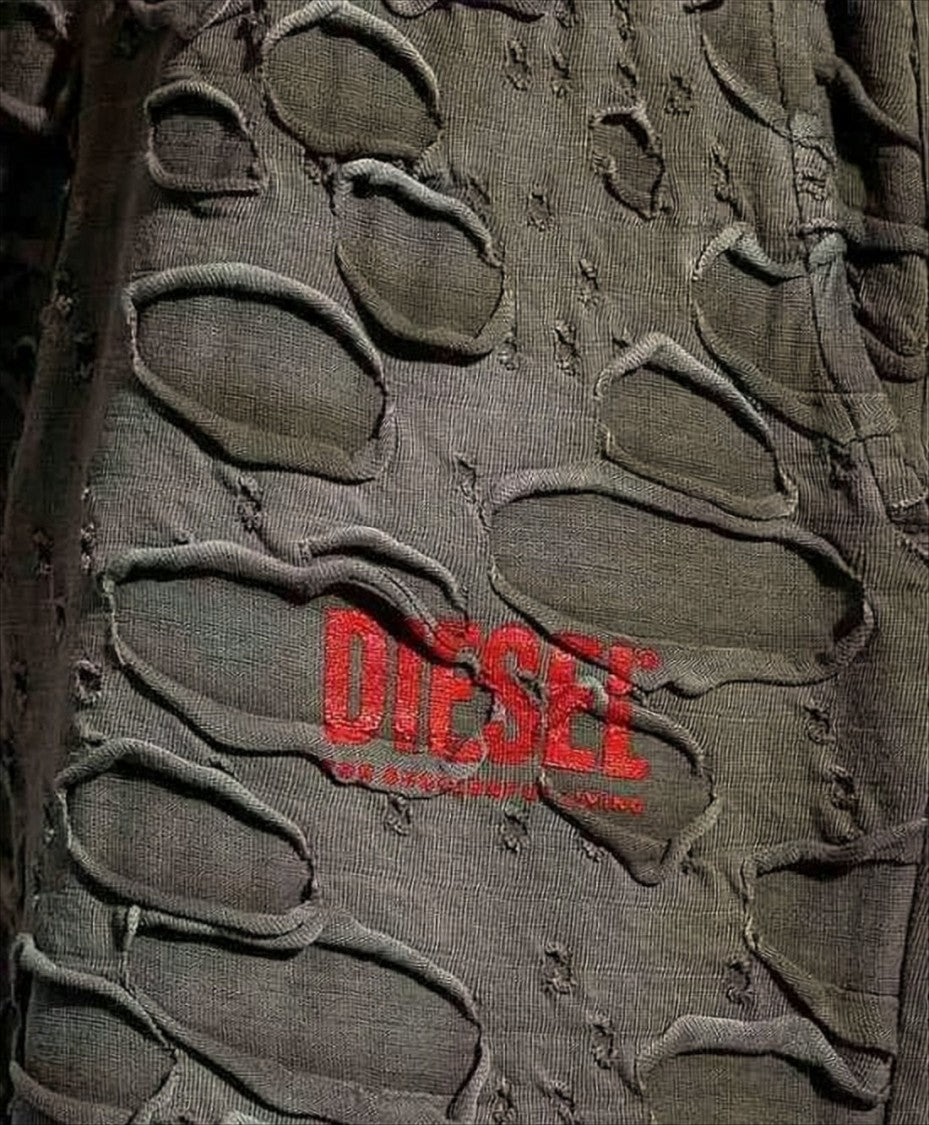 Diesel Distressed Brown Cotton Shorts With Relaxed Fit