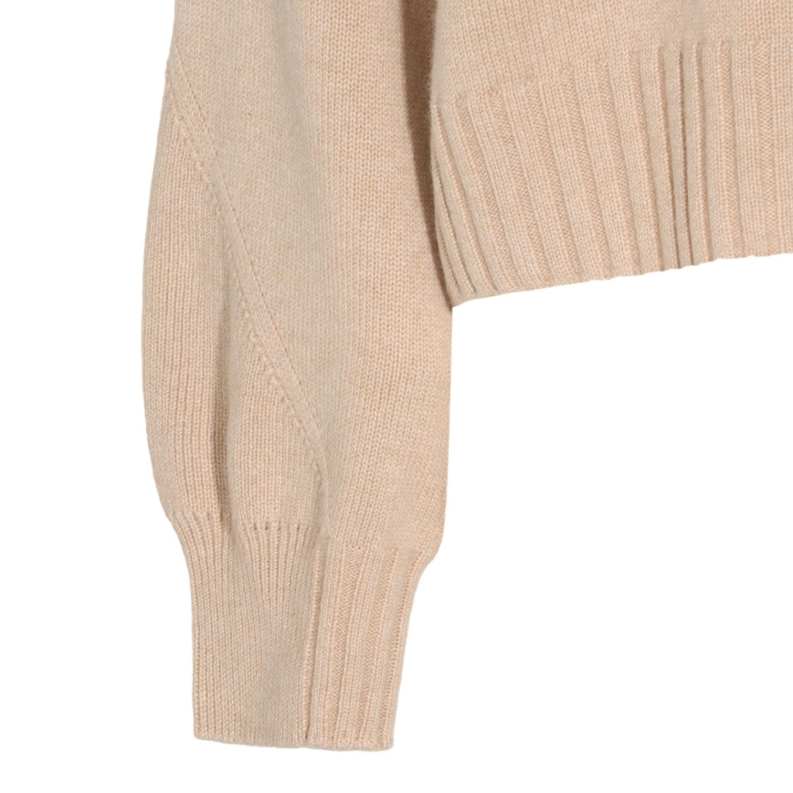 Malo Beige Relaxed Fit Ribbed Knit Sweater