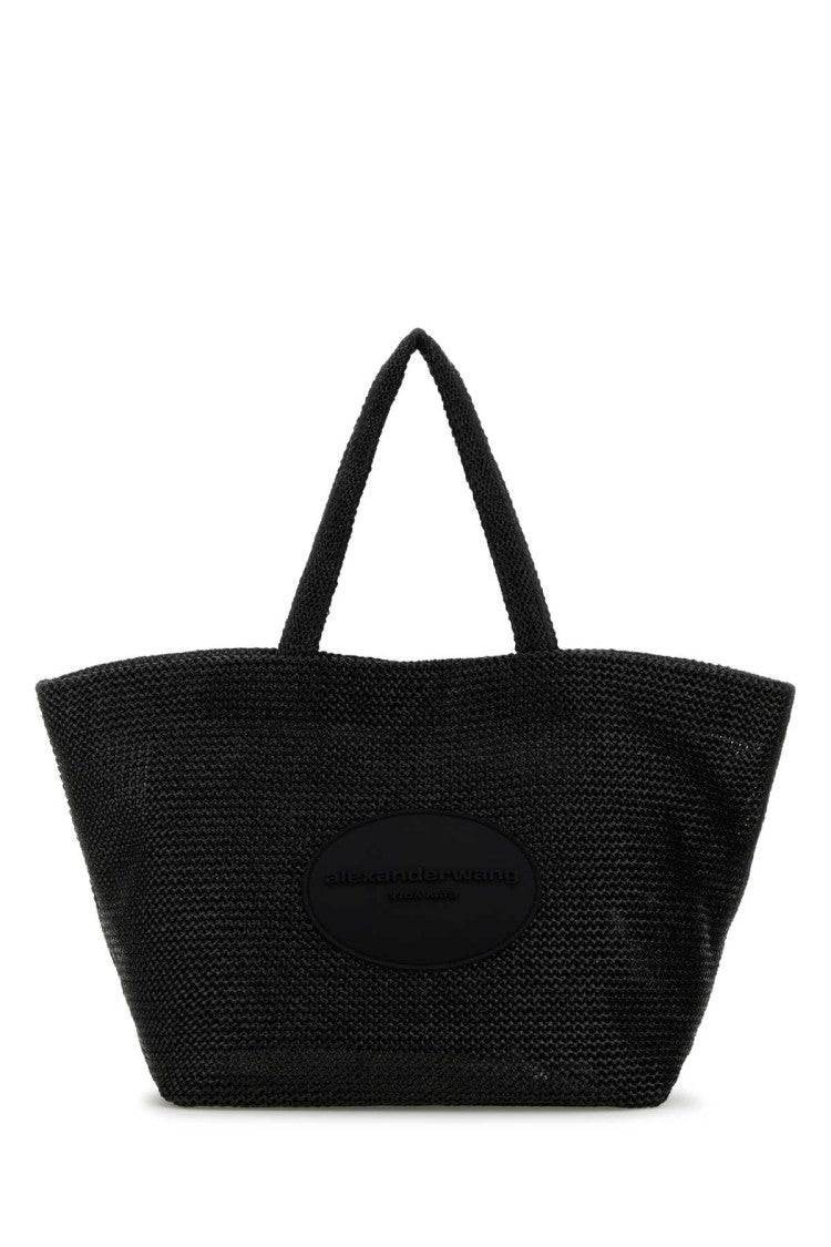 Alexander Wang Black Crochet Xl Punch Shopping Bag