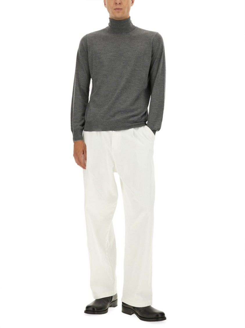 Brunello Cucinelli Finely Knit Turtleneck Shirt In Heathered Grey