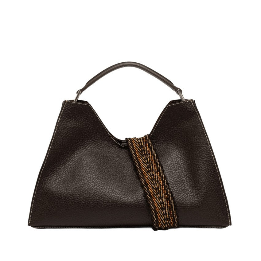 Gianni Chiarini Trapezoidal Shoulder Bag In Double Grain Leather