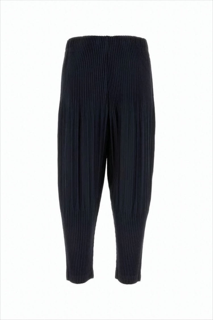 Homme Plissé Issey Miyake Pleated Black Jogger Pants With Elastic Waistband