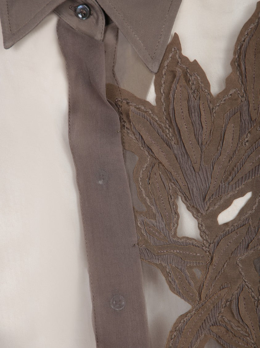 Brunello Cucinelli Transparent Organza Shirt With Floral Detailing