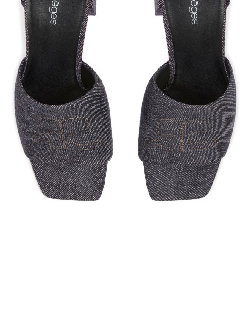 Courrèges Textured Grey Slip-On Sandals