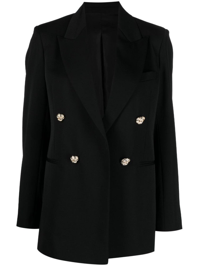 Lanvin Rhinestone-Embellished Black Wool Blazer