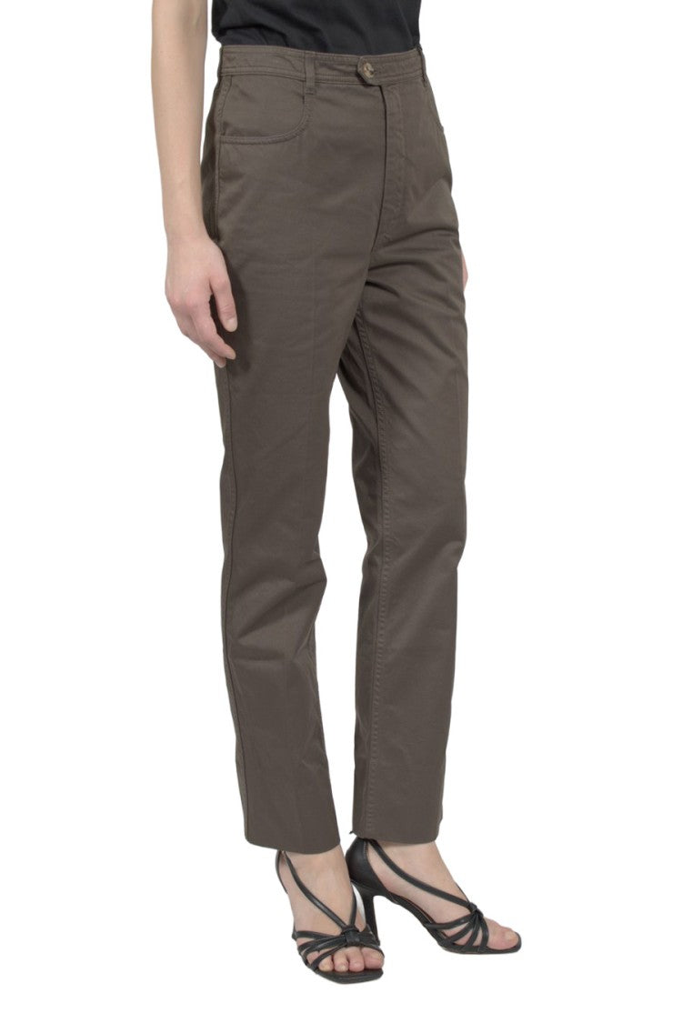 Saint Laurent Dark Green Cotton Cropped Trousers