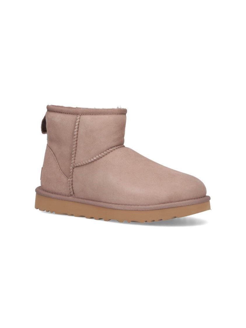 Ugg Taupe Classic Mini Ii Suede Shearling Boots