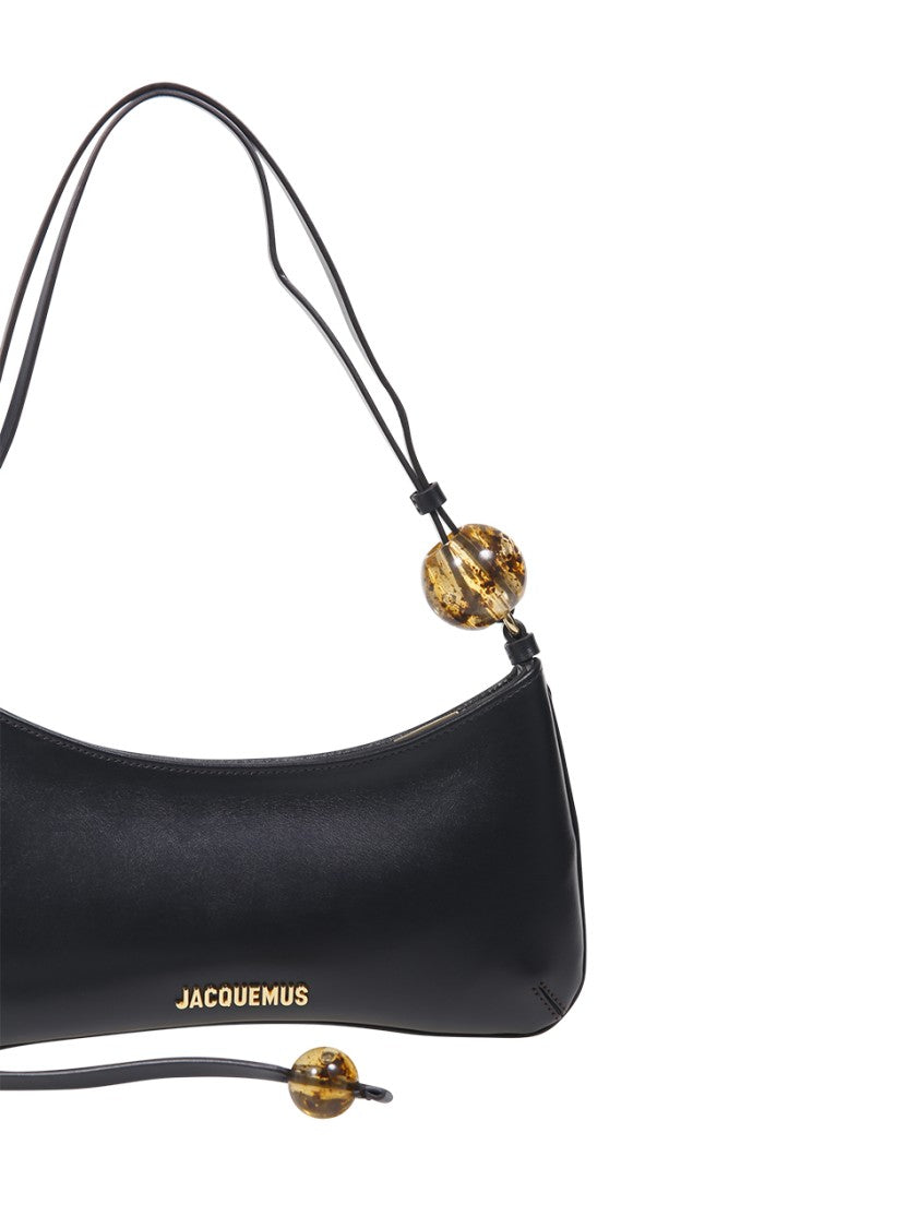 Jacquemus Curved Silhouette Black Leather Jacquemus Shoulder Bag