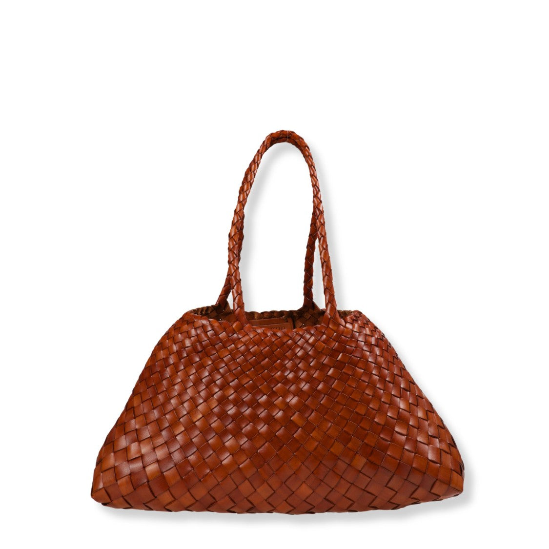 Dragon Diffusion Large Handcrafted Brown Braided Leather Tote Bag