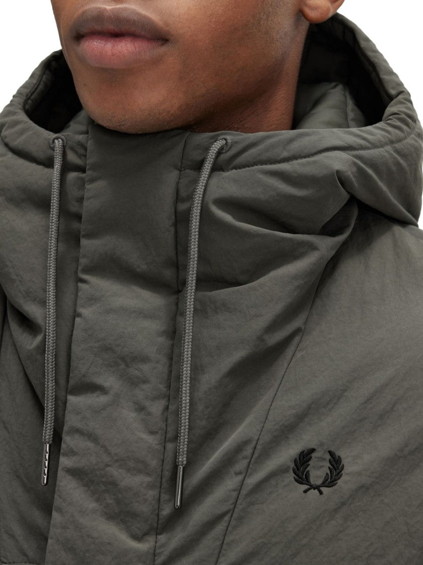 Fred Perry Hooded Padded Jacket With Textured Finish